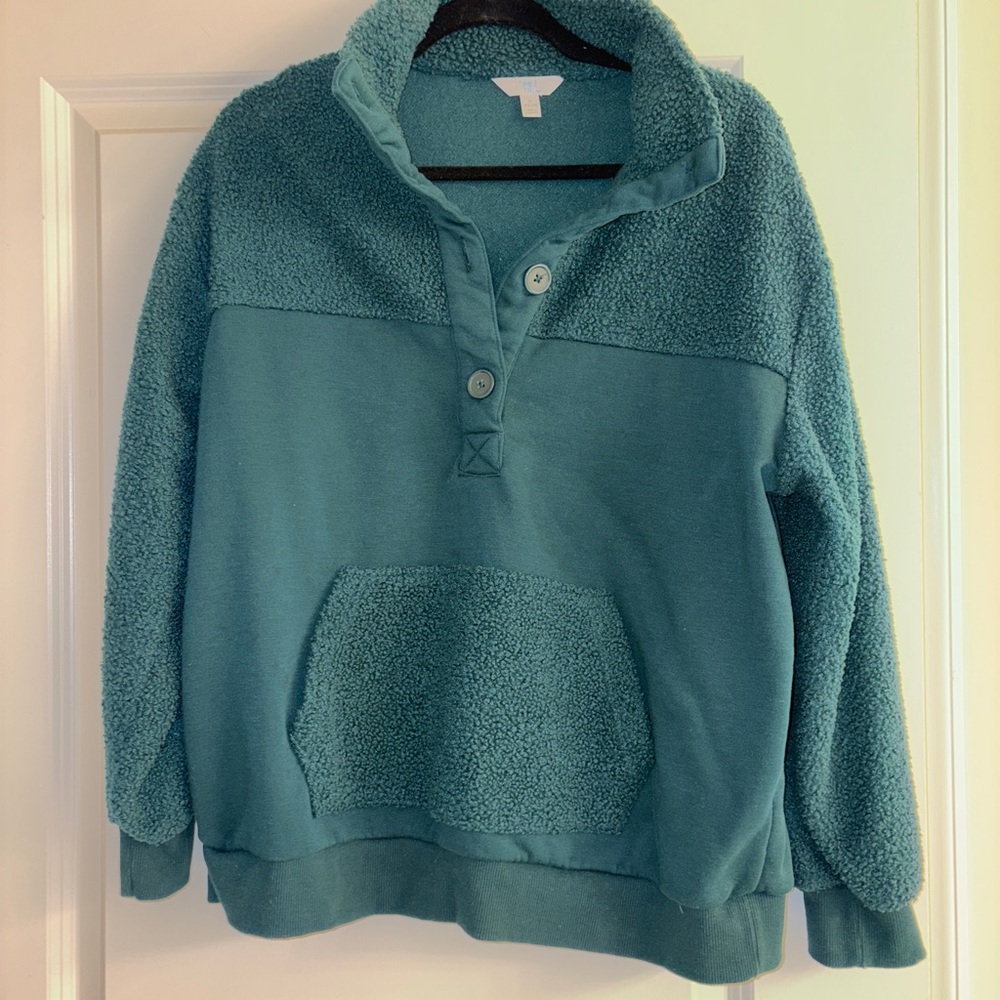 Teal Pullover Fleece Sweater